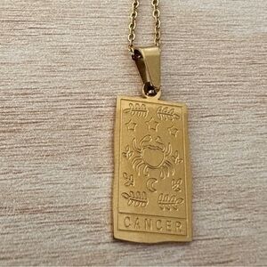 Gold Plated Cancer Zodiac Reversible Necklace